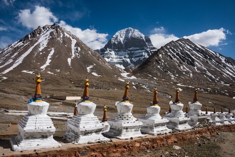 A l'arrière plan, Mont Kailash